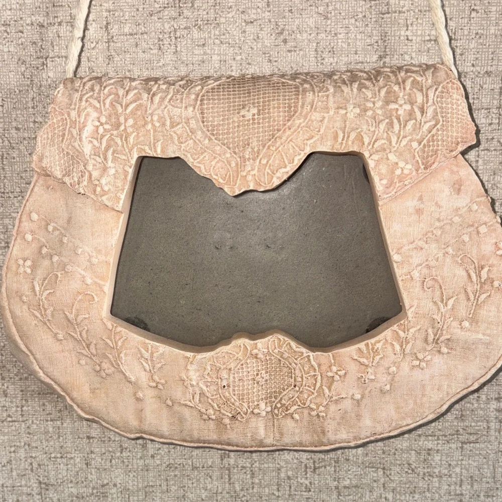 Purse Shaped Hanging Picture Frame Blush Floral Cottagecore Shabby Chic Decor
